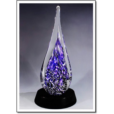 Lavender Mist Art Glass Sculpture w/ Marble Base (3.5"x9.75")