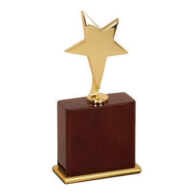 Gold Star Executive Award on a Rosewood Piano Finish Base - 8"