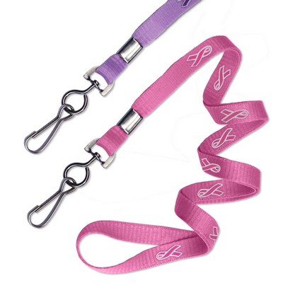 3/8" Pre-printed Cancer Awareness Ribbon Lanyards