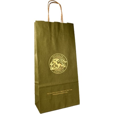 Tinted Kraft Double Bottle Paper Shopping Bag (6 ¼"x 3 ½"x 13")