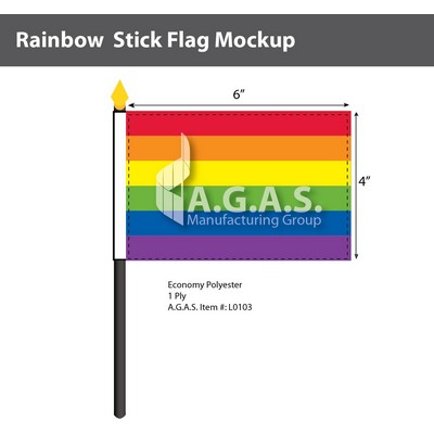 Rainbow Stick Flag 4"X6"