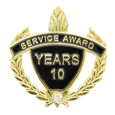 1¼" 10 Years of Service Award Lapel Pin w/Rhinestone