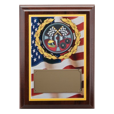 U.S. Flag Digital Photo Plaque w/Gold Plate & Takes Mylar Insert (5"x 7")