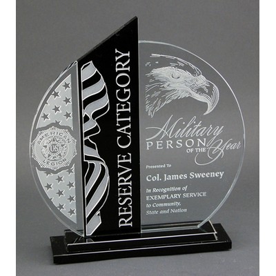 Clear And Black Crystal Award On Black Glass Base