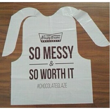 Disposable Plastic Adult Bib with ties, one color imprint, low minimum of only 2500 bibs