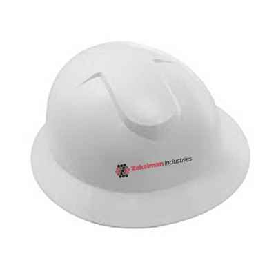 White hard hat with six point ratchet suspension