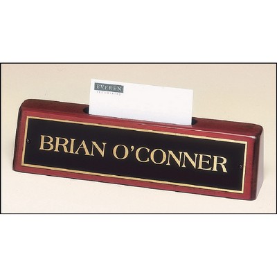 Rosewood Piano Finish Nameplate with Business Card Holder (8.25"x2")