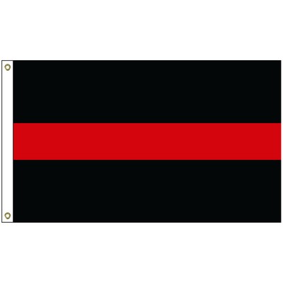 3' x 5' Thin Red Line Flag w/ Heading & Grommets