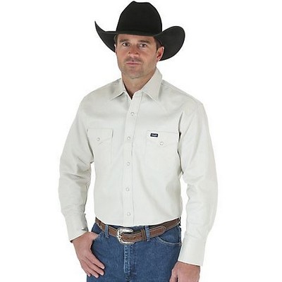 Wrangler® Men's Stone White Cowboy Cut® Western Long Sleeve Basics Work Shirt