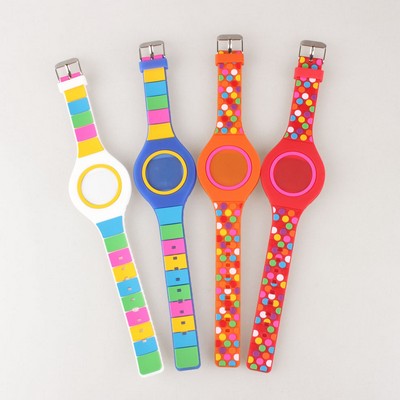 Rainbow LED Circle Screen Silicone Watch