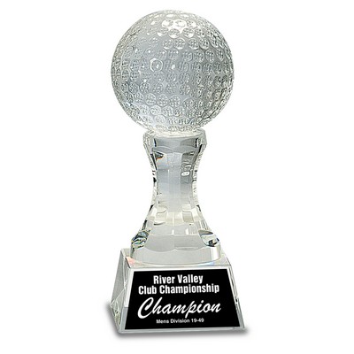 7 3/4" Crystal Golf Ball on Clear Pedestal Base