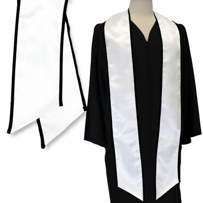 White 84" Graduation Stole with Black Binded Edge