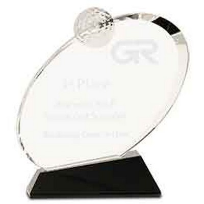 Clear Optic Crystal Oblong Golf Award on Black Optic Crystal Base (6 1/2")