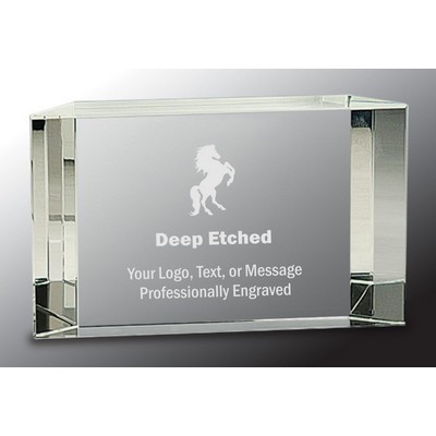 6" x 3 1/2" Clear Crystal Facet Block Award