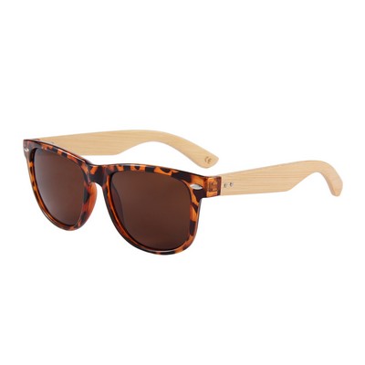 Bamboo Sunglasses - Gradient Brown Lenses - Tortoise Frames