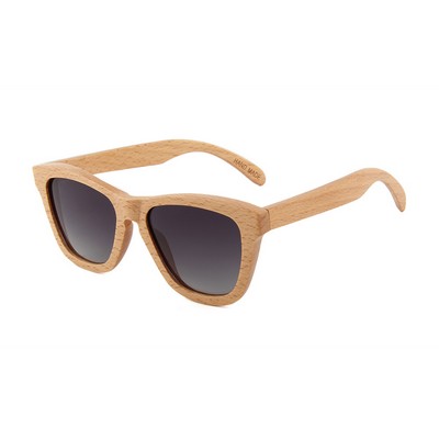 Beech Wood Sunglasses - Gradient Smoke Polarized Lenses - Beech Wood Frames