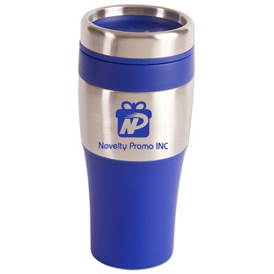 16 Oz. Plastic Silver Stainless Steel Tumbler