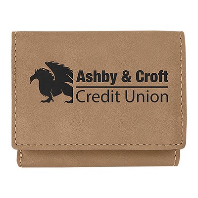 Light Brown Trifold Wallet, Laserable Leatherette, 4" x 3"