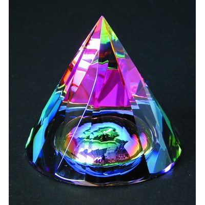 Rainbow Faceted Cone w/dome optical crystal award/trophy.2.25"h