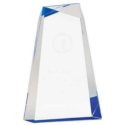 Blue Acrylic Facet Wedge Award, 9"H