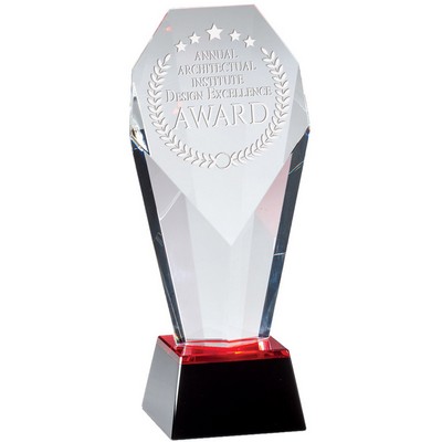 Optical Crystal Slanted Tower Award w/Black Base (8 ½" x 3 ¾")