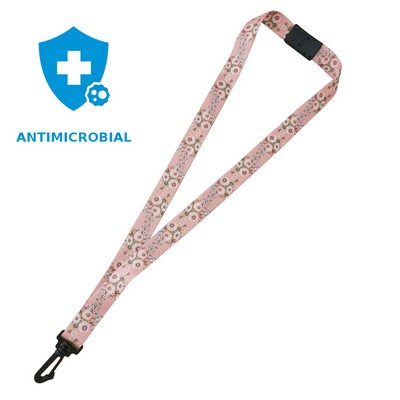 3/4" Antimicrobial Lanyard with Safety Neck Breakaway, Wide Plastic J-Hook and Sublimation