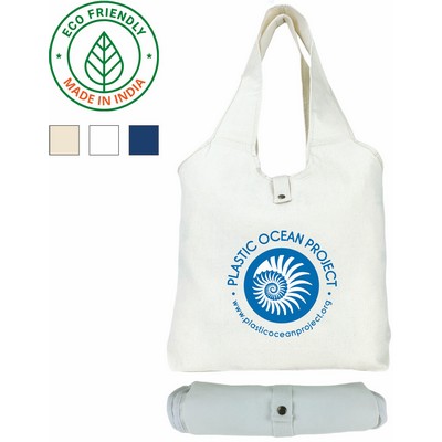 Fold & Snap Tote Bag Eco Friendly Canvas White