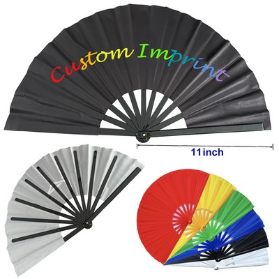 Big 11" Plastic Ribs Fabric Folding Kung Fu Clack Fan