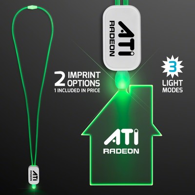 LED Neon Green Lanyard with Acrylic House Pendant - Domestic Imprint