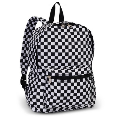 Everest Basic Pattern Backpack, Square Black/White