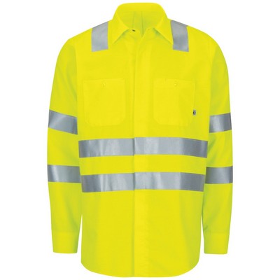 Red Kap Hi-Visibility - Men's Long Sleeve Hi-Visibility Ripstop Work Shirt - Type R, Class 3