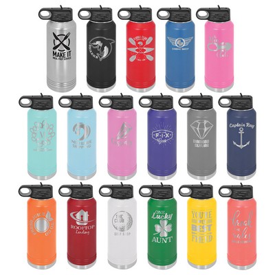 Polar Camel 32 Oz. Stainless Steel Water Bottle with Screw On Flip Top Lid Laser Engraved