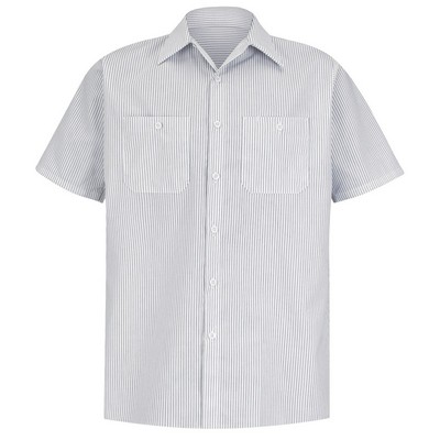 Red Kap® White/Charcoal Grey Short Sleeve Industrial Stripe Work Shirt