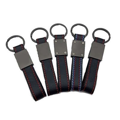 Genuine Leather Metal Strap Keychain