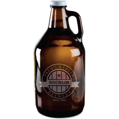 Deep Etched or Laser Engraved Libbey® 64 Oz. Amber Growler