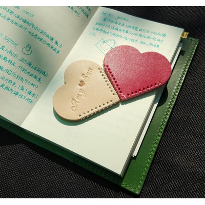 Hand Made Leather Heart Corner Bookmark