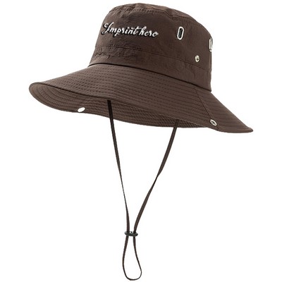 Outdoor Wide Brim UV Protection Sun Bucket Hat W/ Embroidery