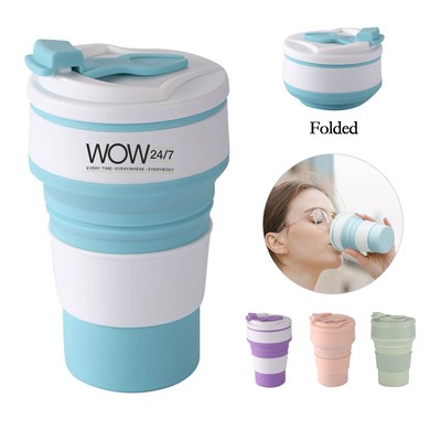 12oz Multicolor Silicone Foldable Water Cup