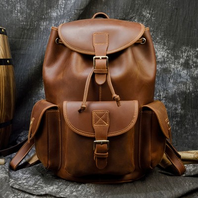 Leather Laptop Backpack For Men