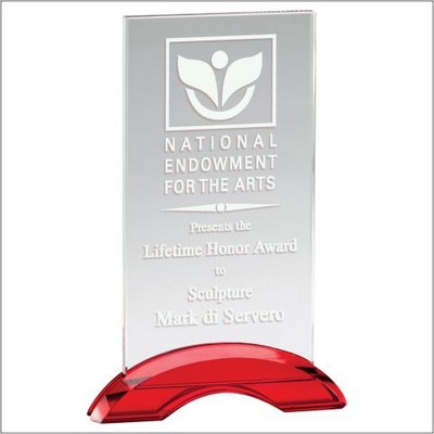 Ruby Rectangle Crystal Award, 7 1/2"H