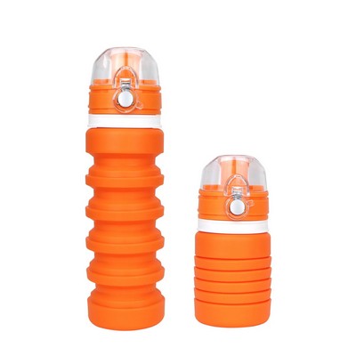 500ml Collapsible Silicone Sports Water Bottle With One Touch Open Lid