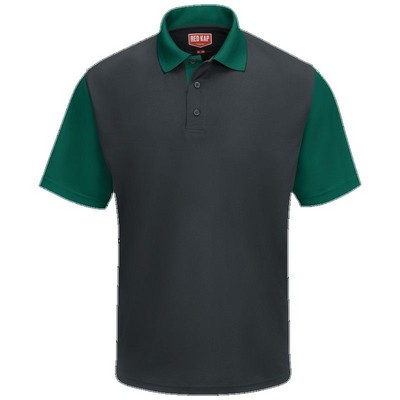 Red Kap™ Men's Performance Knit® Color-Block Polo - Charcoal Gray/Hunter Green