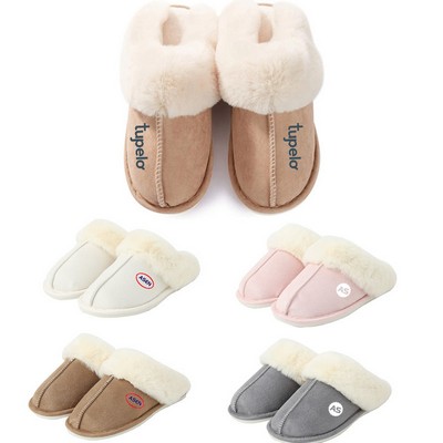 Winter House Shoes Suede Fuzzy Slippers