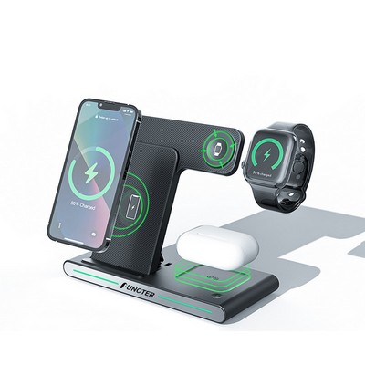 3 In 1 Foldable Wireless Charger Station Magnetic Wireless Charger