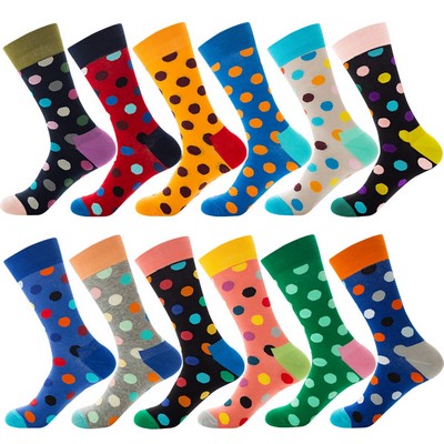 Full Printing Knit Cotton Crew Business Socks & Dress Socks