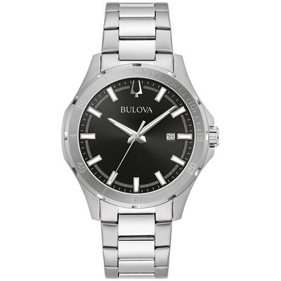 Bulova® Corporate Collection Men's Silvertone Watch w/Black Dial