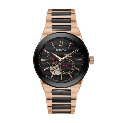 Bulova® Men's Latin GRAMMY Automatic Rose Gold Watch w/Black Dial