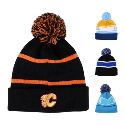 Two-Tone Knit Pom Custom Beanie