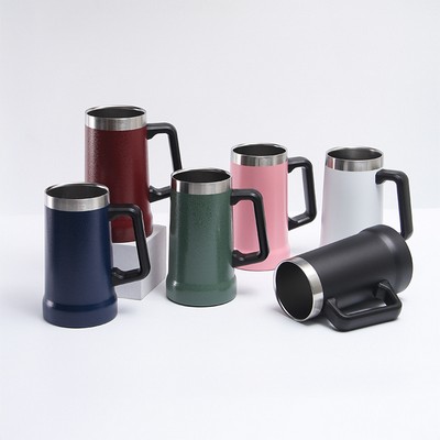 Multicolor Large Capacity Stainless Steel Vacuum Beer Mug with Handle