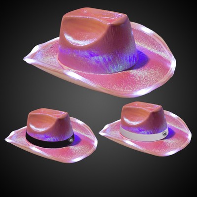 Pink Iridescent Light Up Cowboy Hat(Blank)